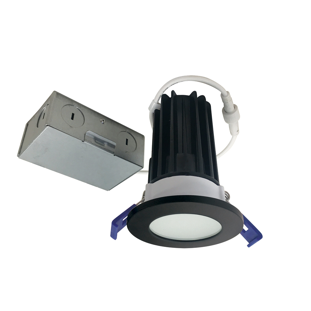 2" M2 Round LED Lensed Downlight, 850lm / 10W, 3000K, 120V, Matte Black