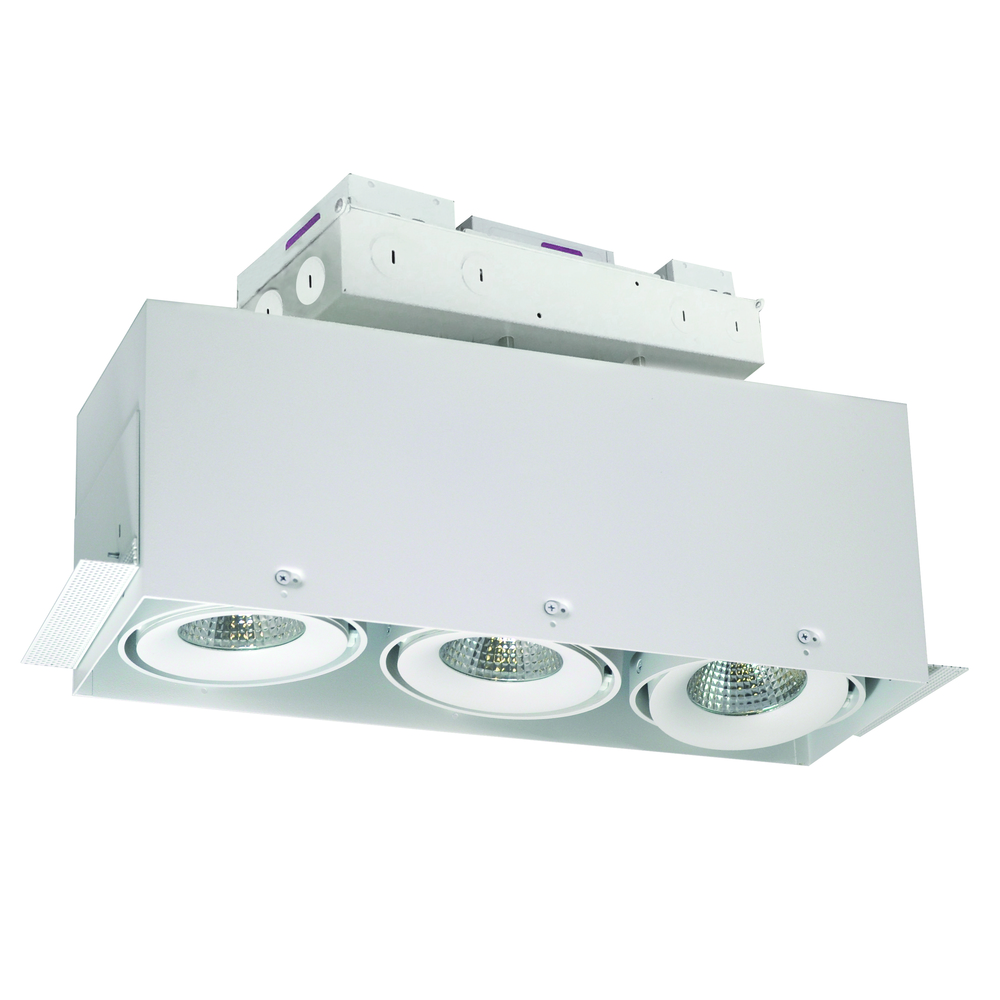 LED Trimless 3-Head MLS Housing, 30W / 2100lm per Head, 4000K, 16-Degrees Spot, White, 120-277V