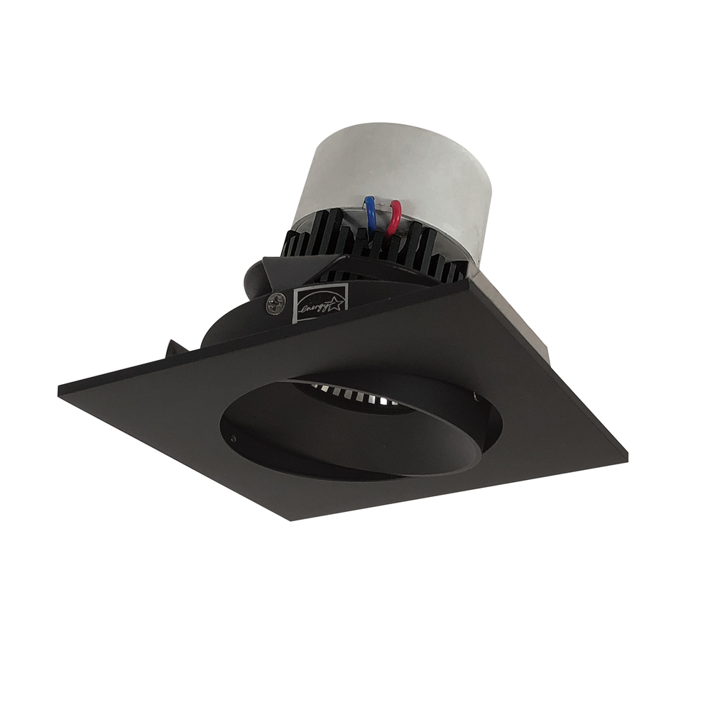 4" Pearl LED Square Adjustable Cone Retrofit, 1000lm / 12W, 3500K, Black Reflector / Black