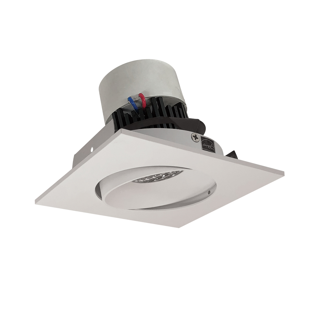 4" Pearl LED Square Adjustable Cone Retrofit, 800lm / 12W, Comfort Dim, White Reflector / White