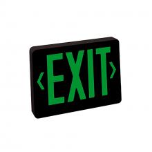 Nora NX-603-LED/BG - Thermoplastic LED Exit Sign, Battery Backup, Green Letters / Black Housing, Battery Backup