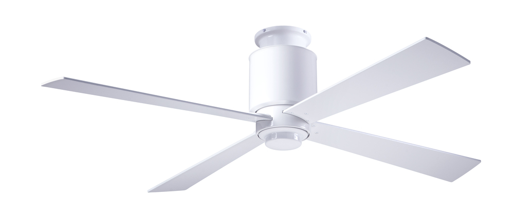 Lapa Flush Fan; Gloss White Finish; 50" Nickel Blades; No Light; Fan Speed and Light Control (3-