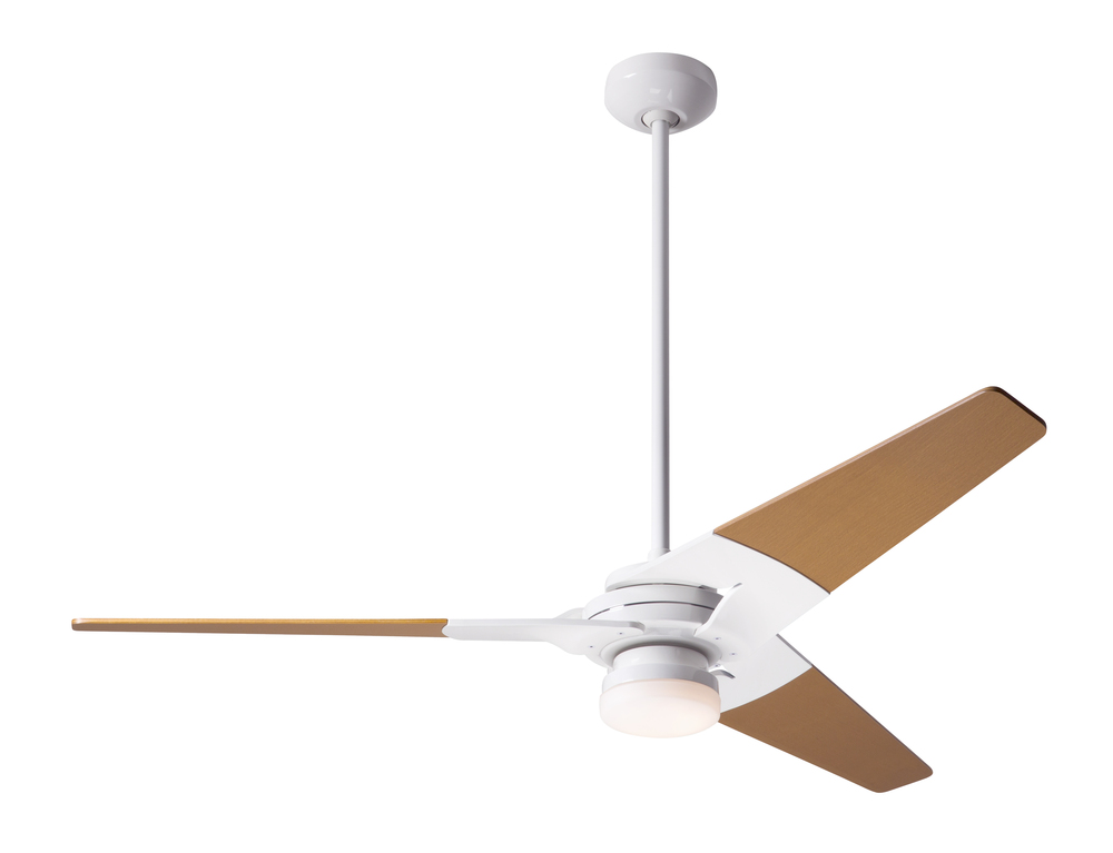 Torsion Fan; Gloss White Finish; 52" Maple Blades; 17W LED; Fan Speed and Light Control (3-wire)