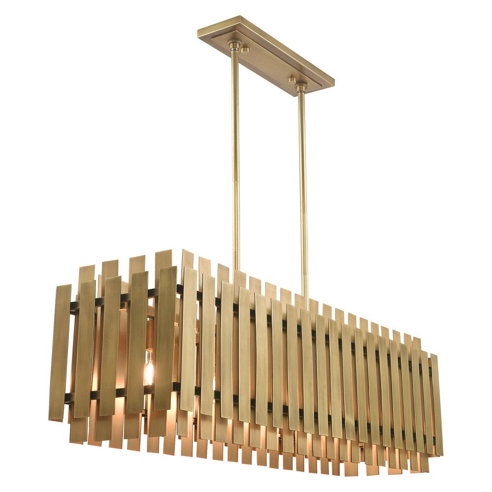 5 Lt Natural Brass Linear Chandelier