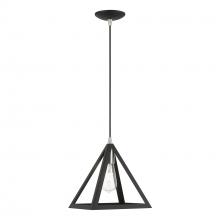 Livex Lighting 41329-04 - 1 Light Black with Brushed Nickel Accents Pendant