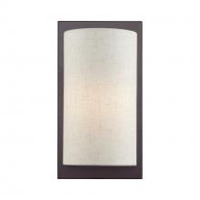 Livex Lighting 45230-92 - 1 Light English Bronze ADA Sconce with Hand Crafted Oatmeal Fabric Shade
