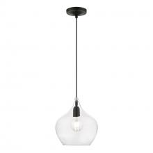 Livex Lighting 49093-04 - 1 Light Black with Brushed Nickel Accent Pendant
