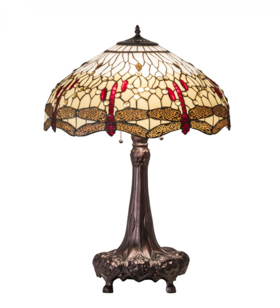 31" High Tiffany Hanginghead Dragonfly Table Lamp