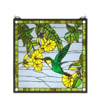 Meyda Blue 22898 - 17"W X 17"H Hummingbird Stained Glass Window