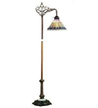 Meyda Blue 65841 - 60"H Tiffany Jeweled Peacock Bridge Arm Floor Lamp