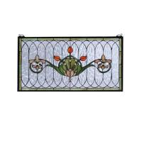 Meyda Blue 68019 - 26"W X 14"H Tulip & Fleurs Stained Glass Window