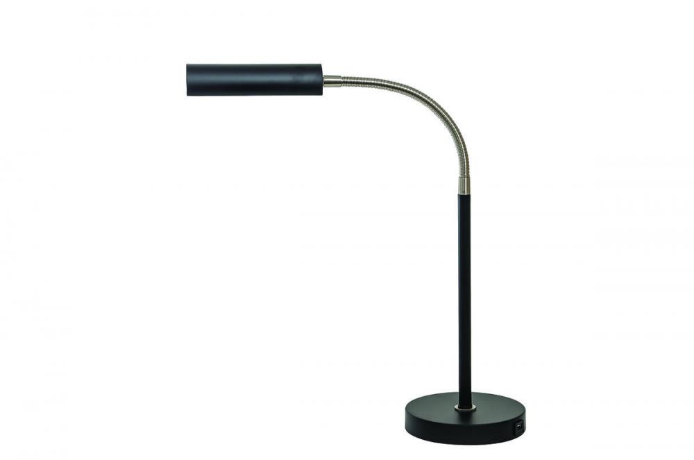 Fusion Flex Task Table Lamp Black/Satin Nickel with USB Port