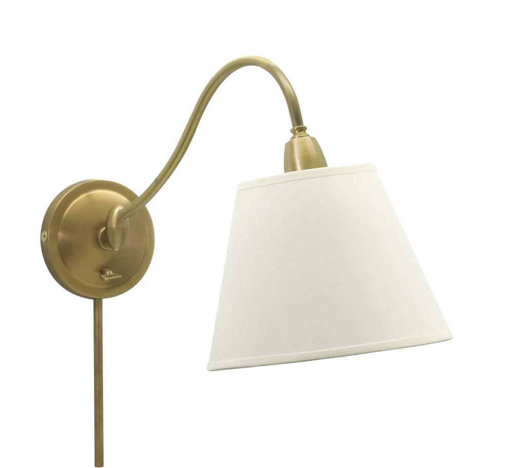 Hyde Park Wall Swings Weathered Brass W/White Linen Shade