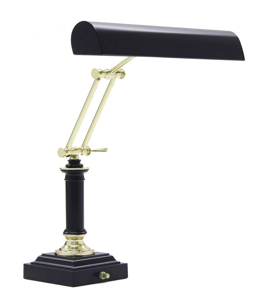 Desk/Piano Lamp 14" Polished Brass with Black Accents