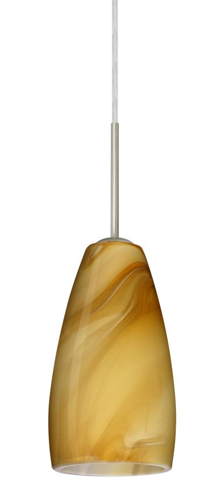 Besa Chrissy Pendant Satin Nickel Honey 1x50W B10 Medium Base