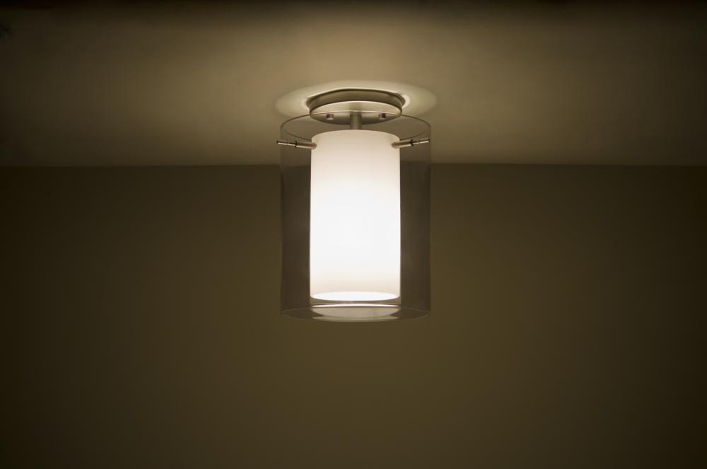 Besa Ceiling Pahu 8 Satin Nickel Transparent Smoke/Opal 1x11W LED