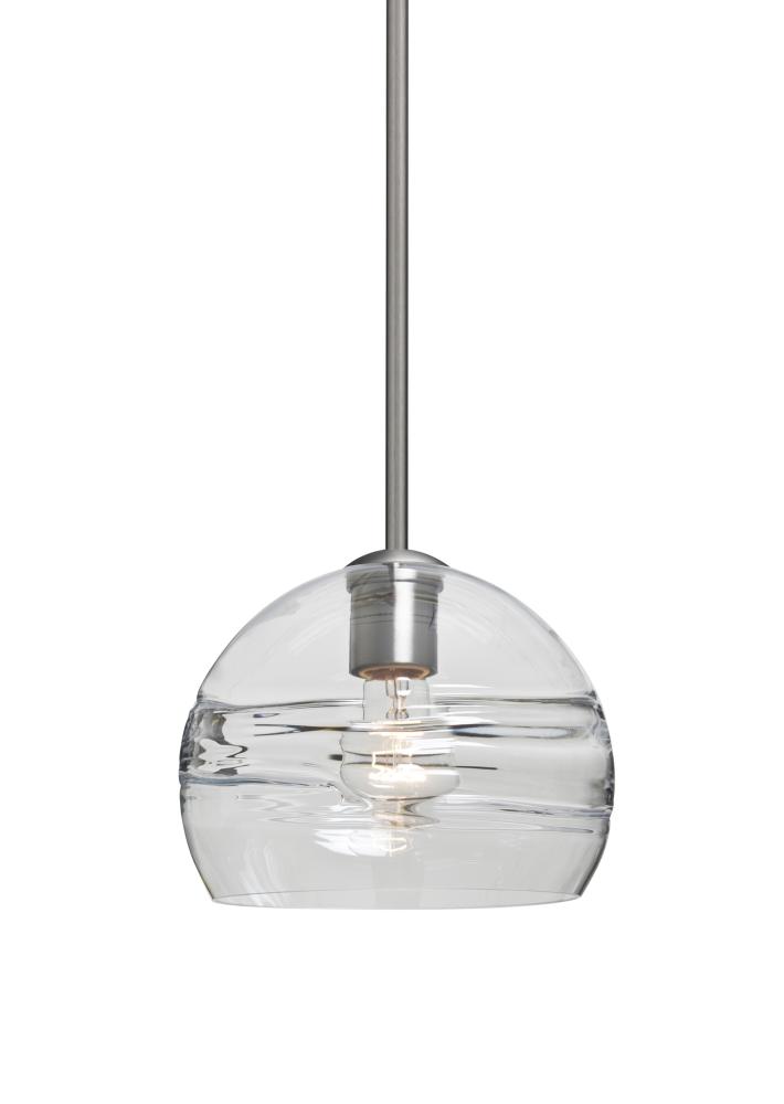 Besa Spirit 8 Pendant, Clear, Satin Nickel Finish, 1x60W Medium Base