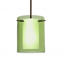 Besa Lighting 1TT-L00607-BR-L - Besa Stem Pendant Pahu 8 Bronze Transparent Olive/Opal 1x100W Medium Base, 15Ft. Cord