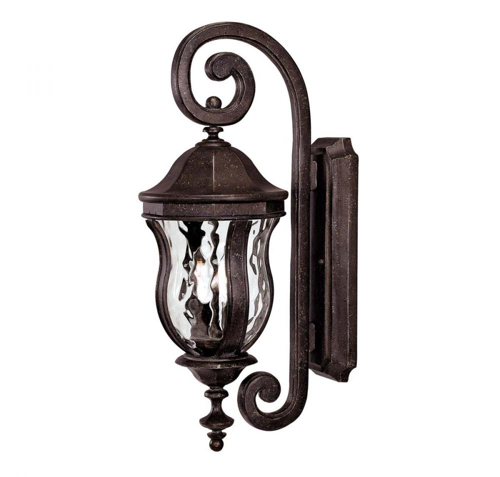 Monticello 2-Light Outdoor Wall Lantern in Walnut Patina