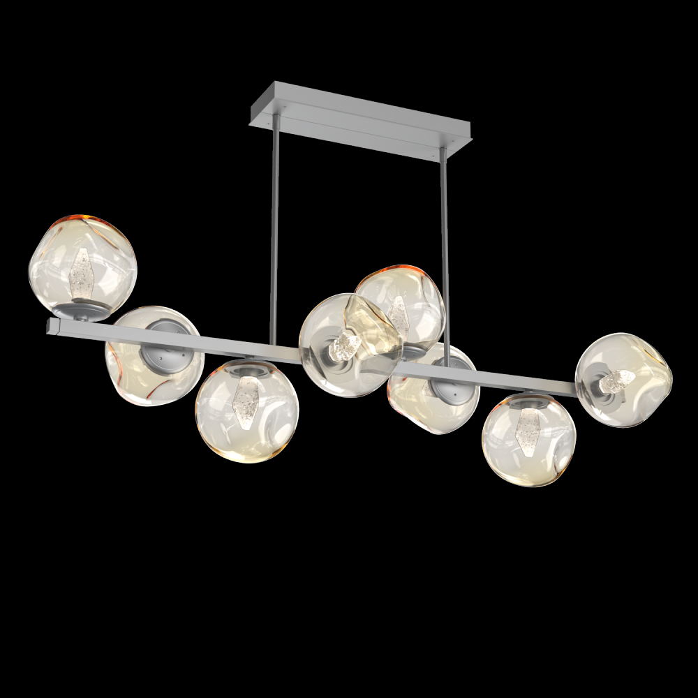 Luna 8pc Twisted Branch-Classic Silver-Geo Inner - Amber Outer-Threaded Rod  Suspension-LED 3000K