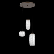 Hammerton CHB0091-03-FB-C-C01-L1 - Vessel 3pc Round Multi-Pendant-Flat Bronze-Clear Blown Glass-Cloth Braided Cord-LED 2700K