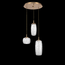 Hammerton CHB0091-03-NB-C-C01-L1 - Vessel 3pc Round Multi-Pendant-Novel Brass-Clear Blown Glass-Cloth Braided Cord-LED 2700K