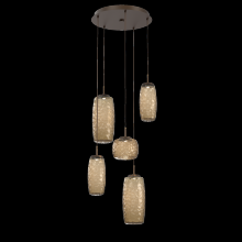 Hammerton CHB0091-05-FB-B-C01-L1 - Vessel 5pc Round Multi-Pendant-Flat Bronze-Bronze Blown Glass-Cloth Braided Cord-LED 2700K