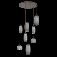 Hammerton CHB0091-08-FB-S-C01-L1 - Vessel 8pc Round Multi-Pendant-Flat Bronze-Smoke Blown Glass-Cloth Braided Cord-LED 2700K