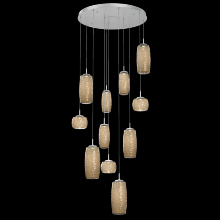 Hammerton CHB0091-11-CS-B-C01-L1 - Vessel 11pc Round Multi-Pendant-Classic Silver-Bronze Blown Glass-Cloth Braided Cord-LED 2700K