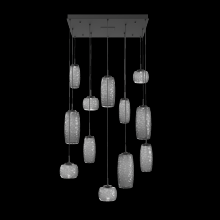 Hammerton CHB0091-12-MB-S-C01-L1 - Vessel 12pc Square Multi-Pendant-Matte Black-Smoke Blown Glass-Cloth Braided Cord-LED 2700K