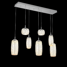 Hammerton PLB0091-07-CS-A-C01-L3 - Vessel 7pc Linear Multi-Pendant-Classic Silver-Amber Blown Glass-Cloth Braided Cord-LED 3000K