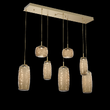 Hammerton PLB0091-07-GB-B-C01-L1 - Vessel 7pc Linear Multi-Pendant-Gilded Brass-Bronze Blown Glass-Cloth Braided Cord-LED 2700K