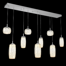 Hammerton PLB0091-09-CS-A-C01-L3 - Vessel 9pc Linear Multi-Pendant-Classic Silver-Amber Blown Glass-Cloth Braided Cord-LED 3000K