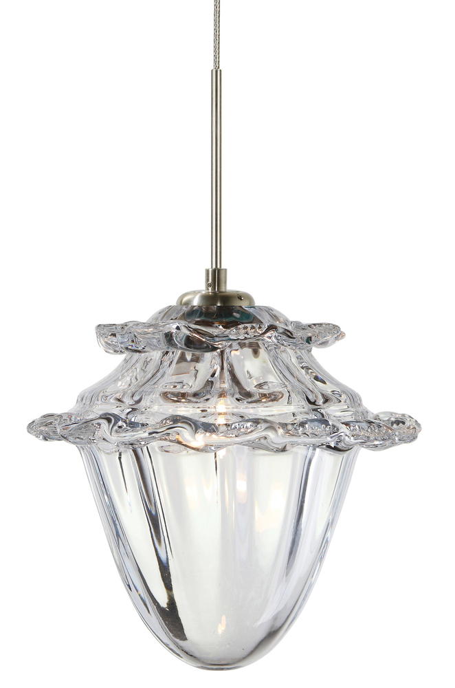 Pendant Acorn Clear Polished Nickel GY6.35 Xenon 35W Monopoint Canopy