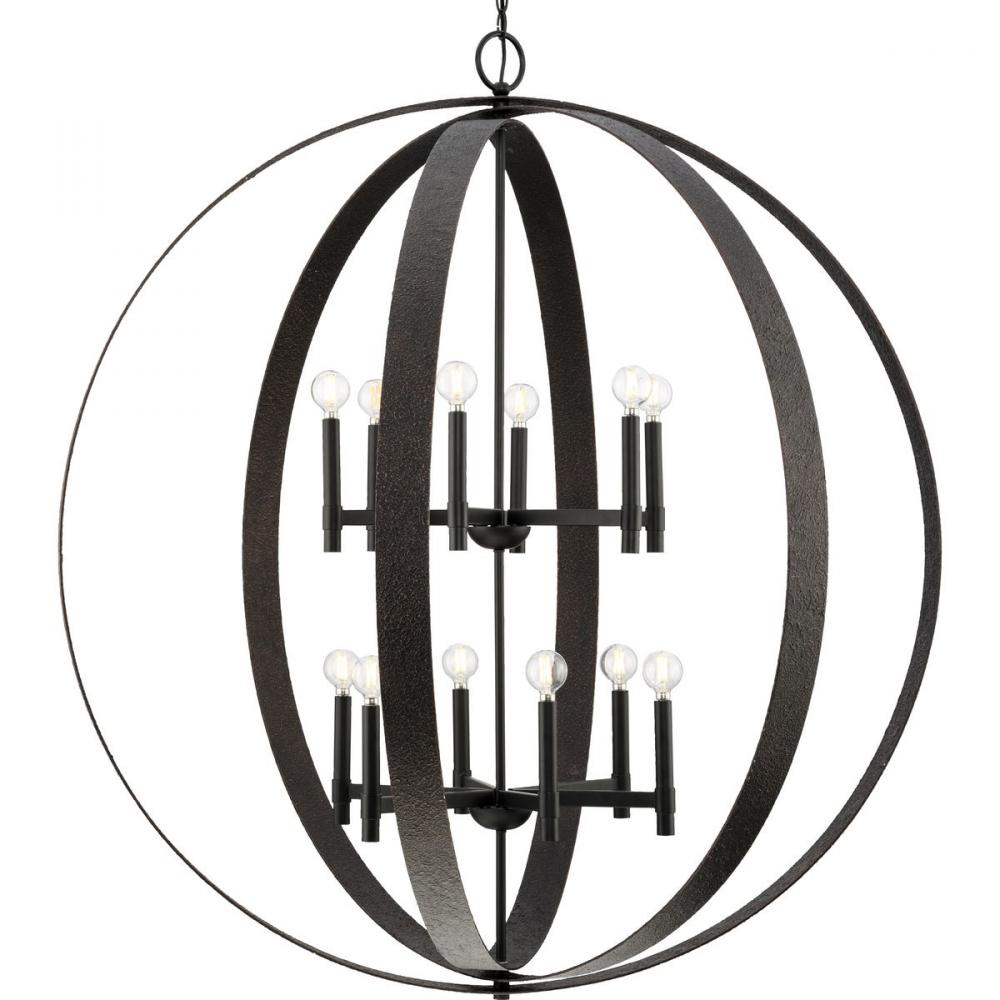 Allegheny Collection Twelve-Light Matte Black Rustic Modern Pendant