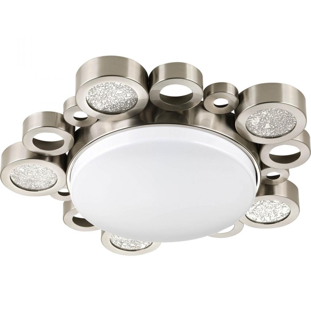 One Light Brushed Nickel White Glass Bowl Flush Mount