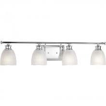 Progress P2118-15 - Lucky Collection Four-Light Polished Chrome White Prismatic Glass Coastal Bath Vanity Light