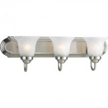 Progress P3053-09 - Three-Light Brushed Nickel Alabaster Glass Traditional Bath Vanity Light