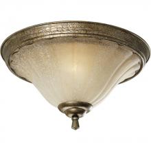  P3598-91C - Two Light Biscay Crackle Weathered Sandstone Glass Bowl Flush Mount