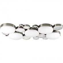  P3737-0930K - Five Light Brushed Nickel White Glass Drum Shade Flush Mount