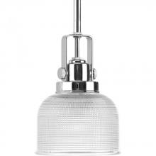 Progress P5173-15 - Archie Collection One-Light Polished Chrome Double Prismatic Glass Coastal Mini-Pendant Light