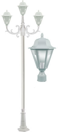 Dabmar GM1303-LED6-W - DANIELLA POST THREE LIGHT FIX W/ CLEAR GLASS 3 X LED 6