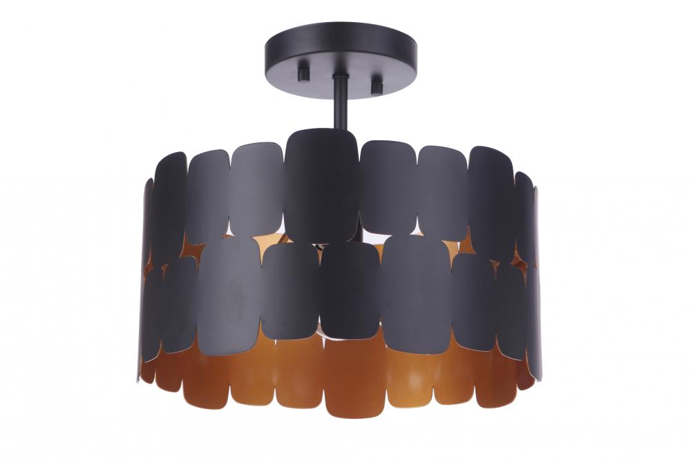 Sabrina 1 Light Convertible Semi Flush in Flat Black/Gold Luster