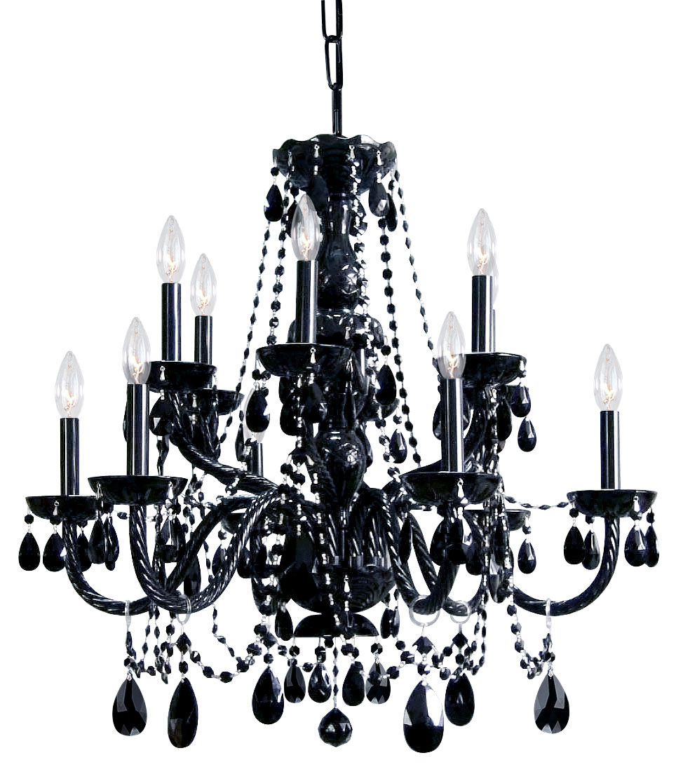 Traditional Crystal 12 Light Black Crystal Chandelier