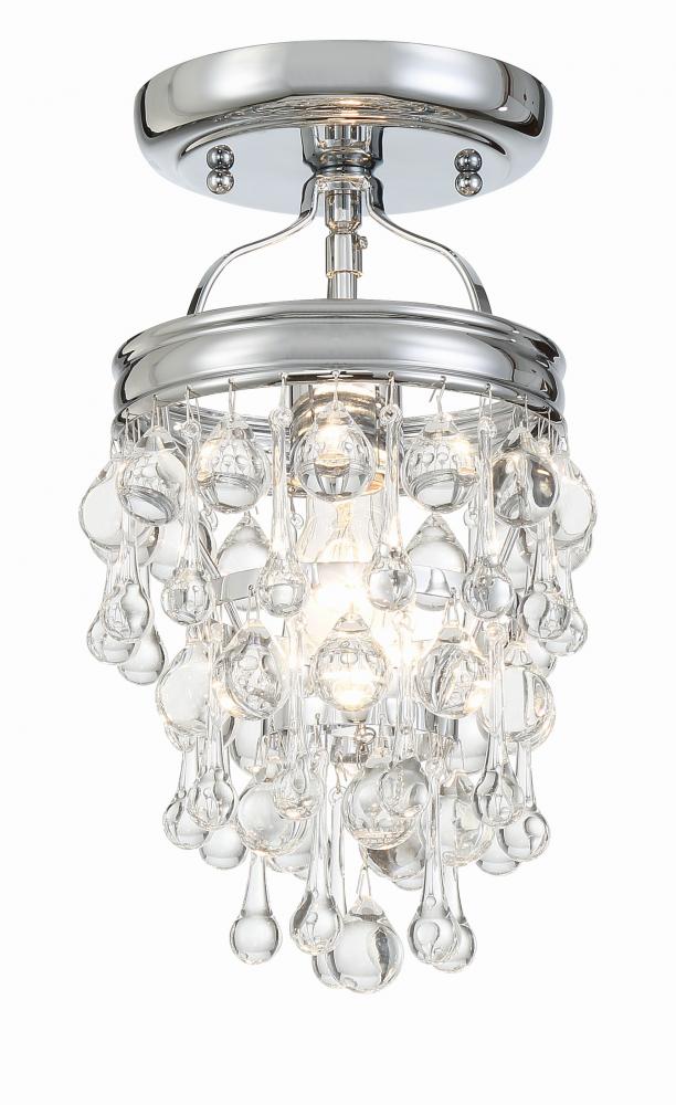 Calypso 1 Light Crystal Teardrop Polished Chrome Semi Flush Mount