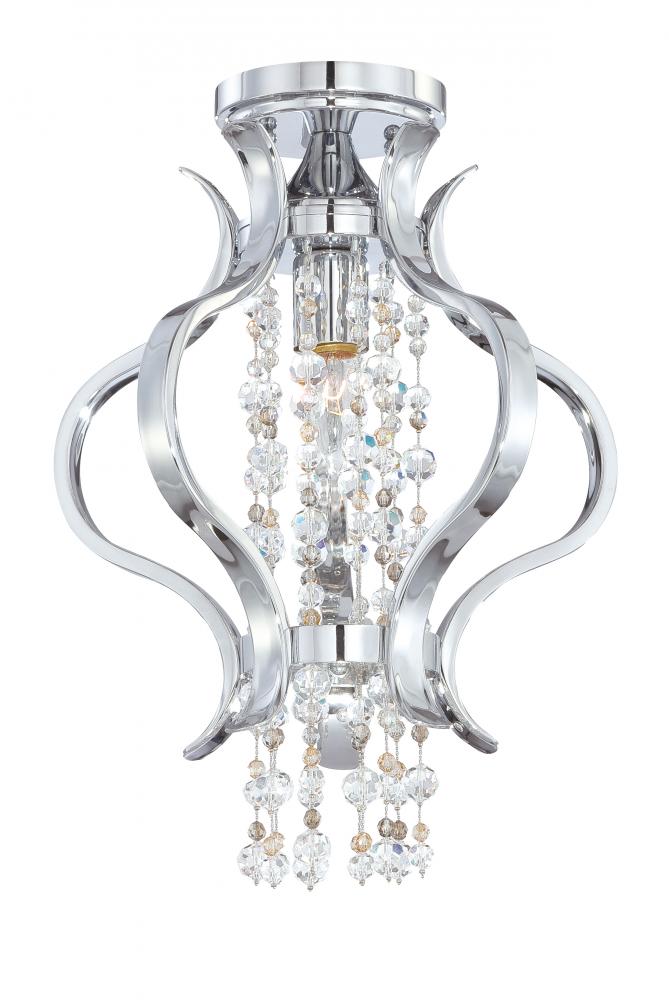 Crystorama Flow 1 Light Clear Crystal Chrome Semi-Flush