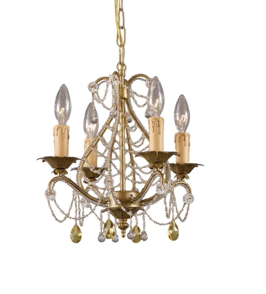 Crystorama Abigail 4 Light Gold Leaf Mini Chandelier I