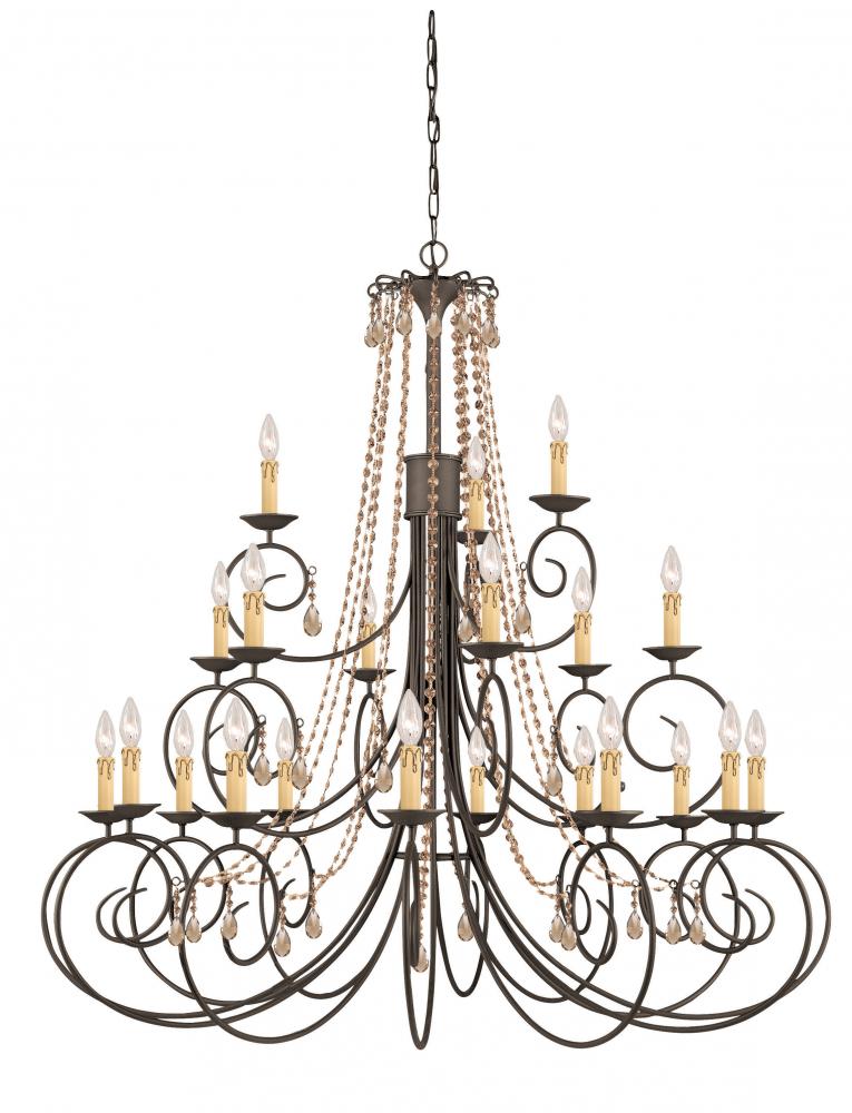 Crystorama Soho 21 Light Golden Teak Swarovski Strass Crystal Chandelier