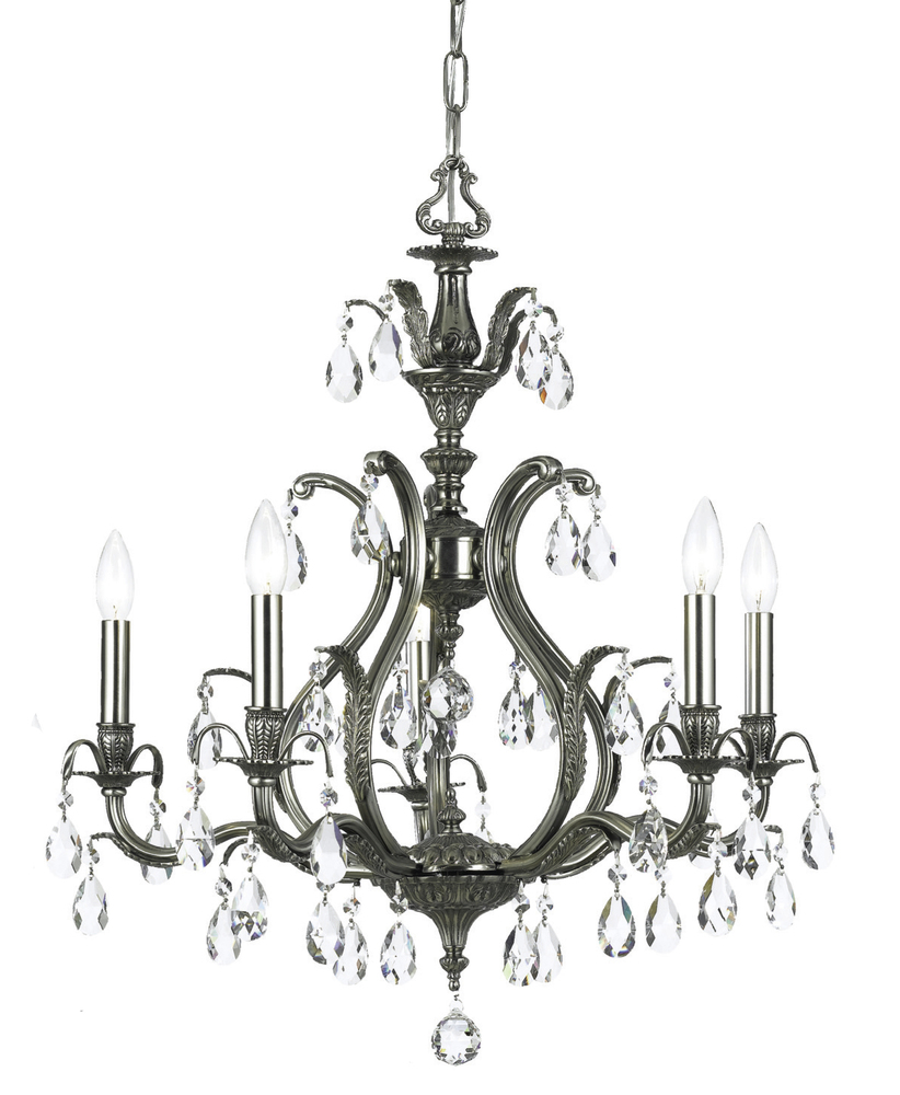 Dawson 5 Light Swarovski Strass Crystal Pewter Chandelier