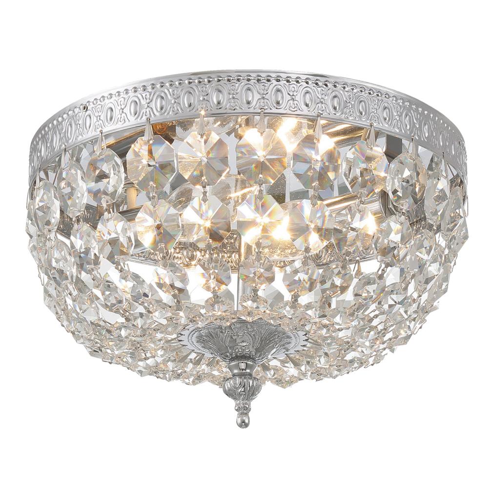 Crystorama 2 Light Swarovski Strass Crystal Polished Chrome Flush Mount